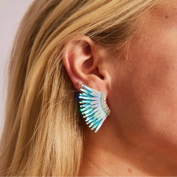 πΊπHPππΊ NWT Mignonne Gavigan Mini Madeline Earrings Metallic Blue - Picture 15 of 16